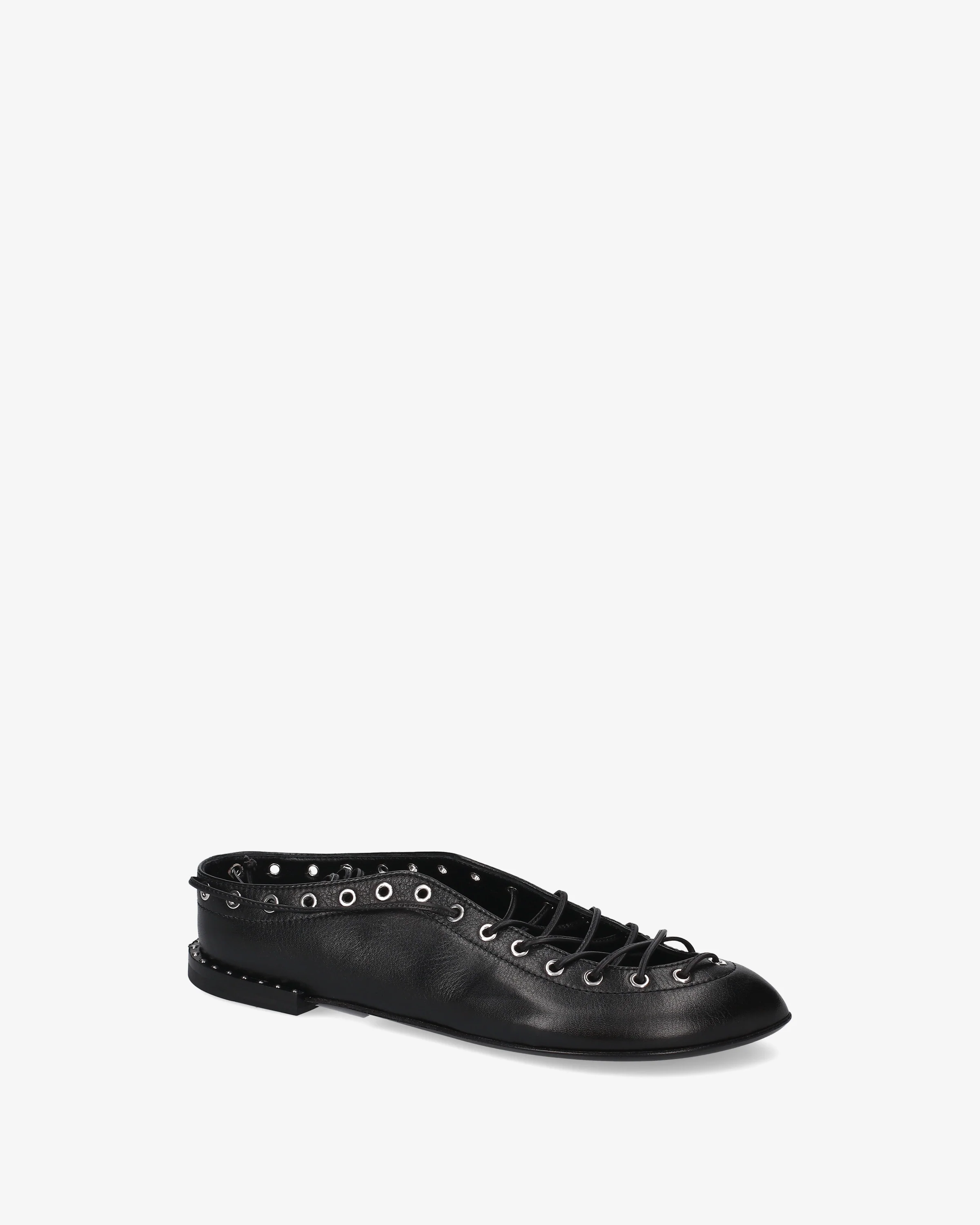 Lace-up leather ballerina shoes - Image 3