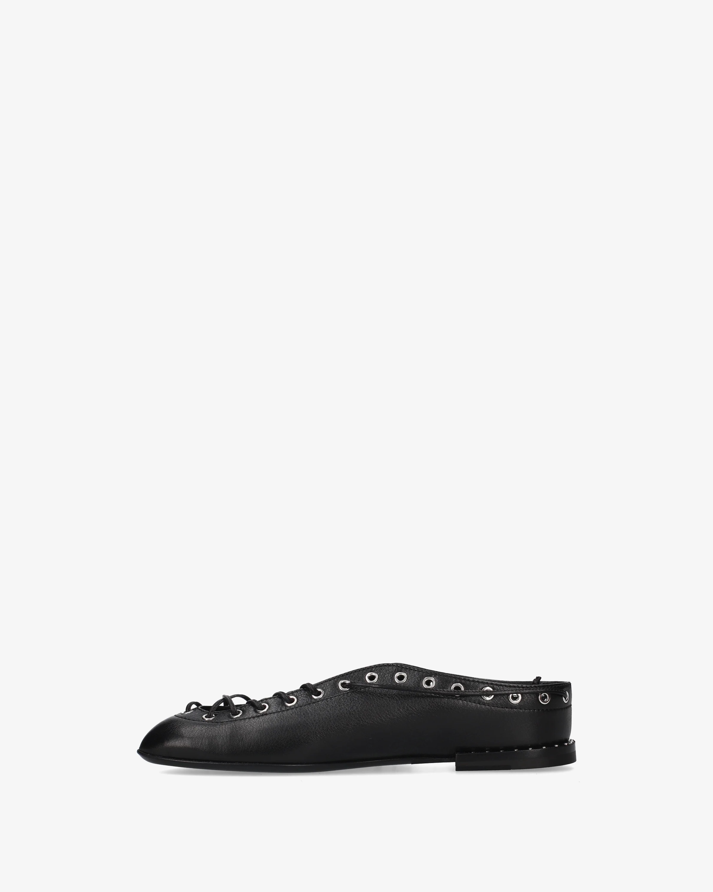 Lace-up leather ballerina shoes - Image 4