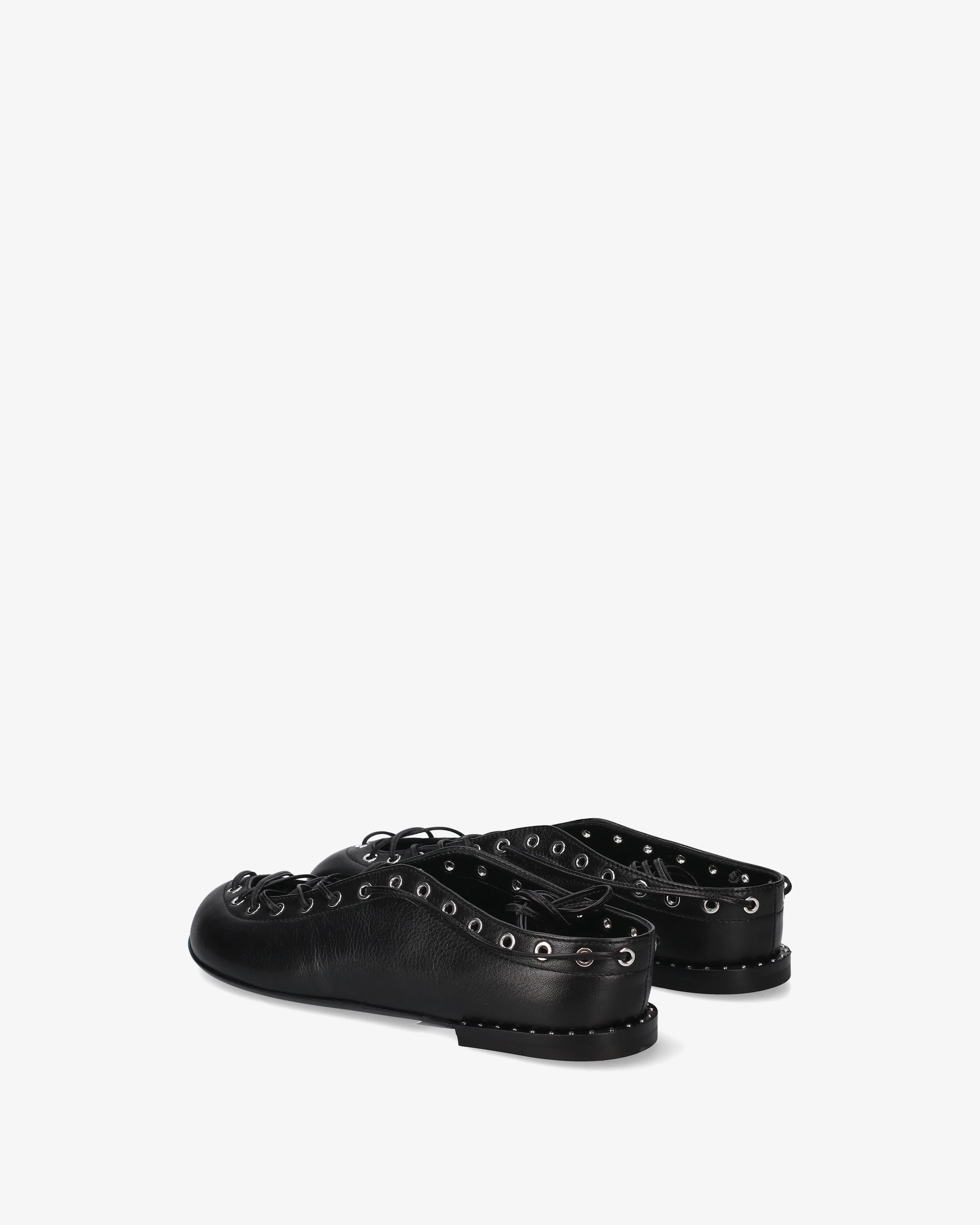 Lace-up leather ballerina shoes - Image 5