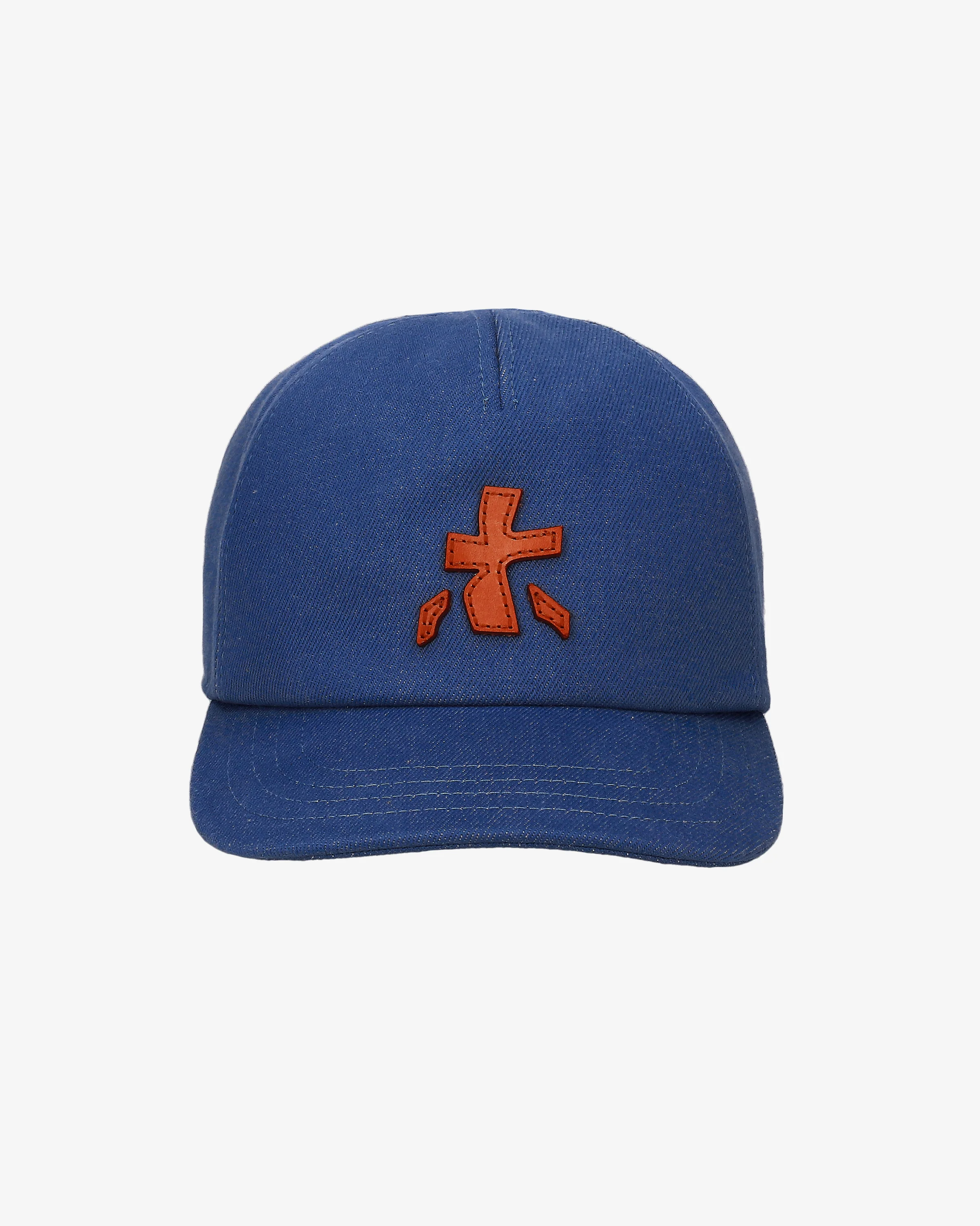 Baseball cap with leather logo