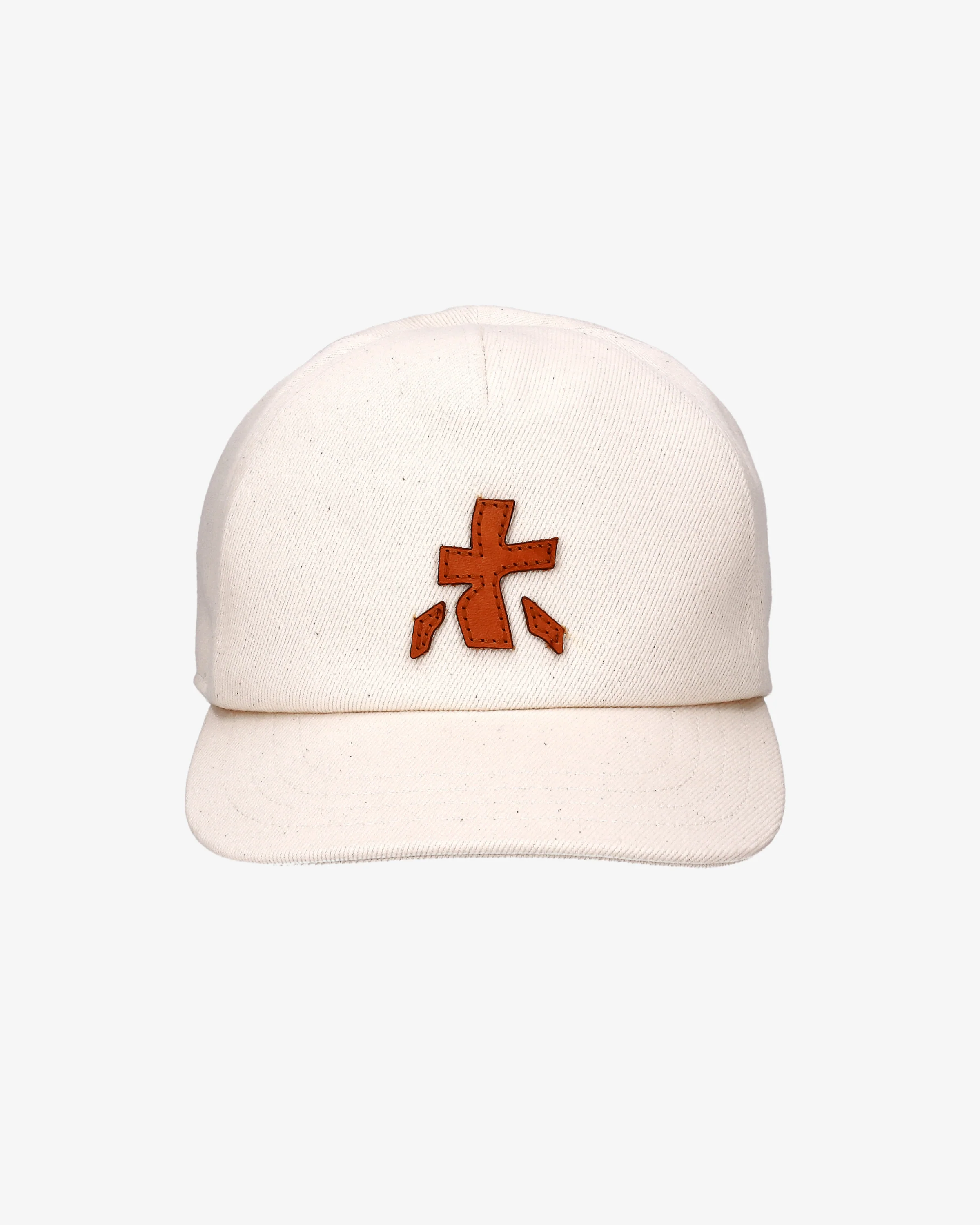 Baseball cap with leather logo