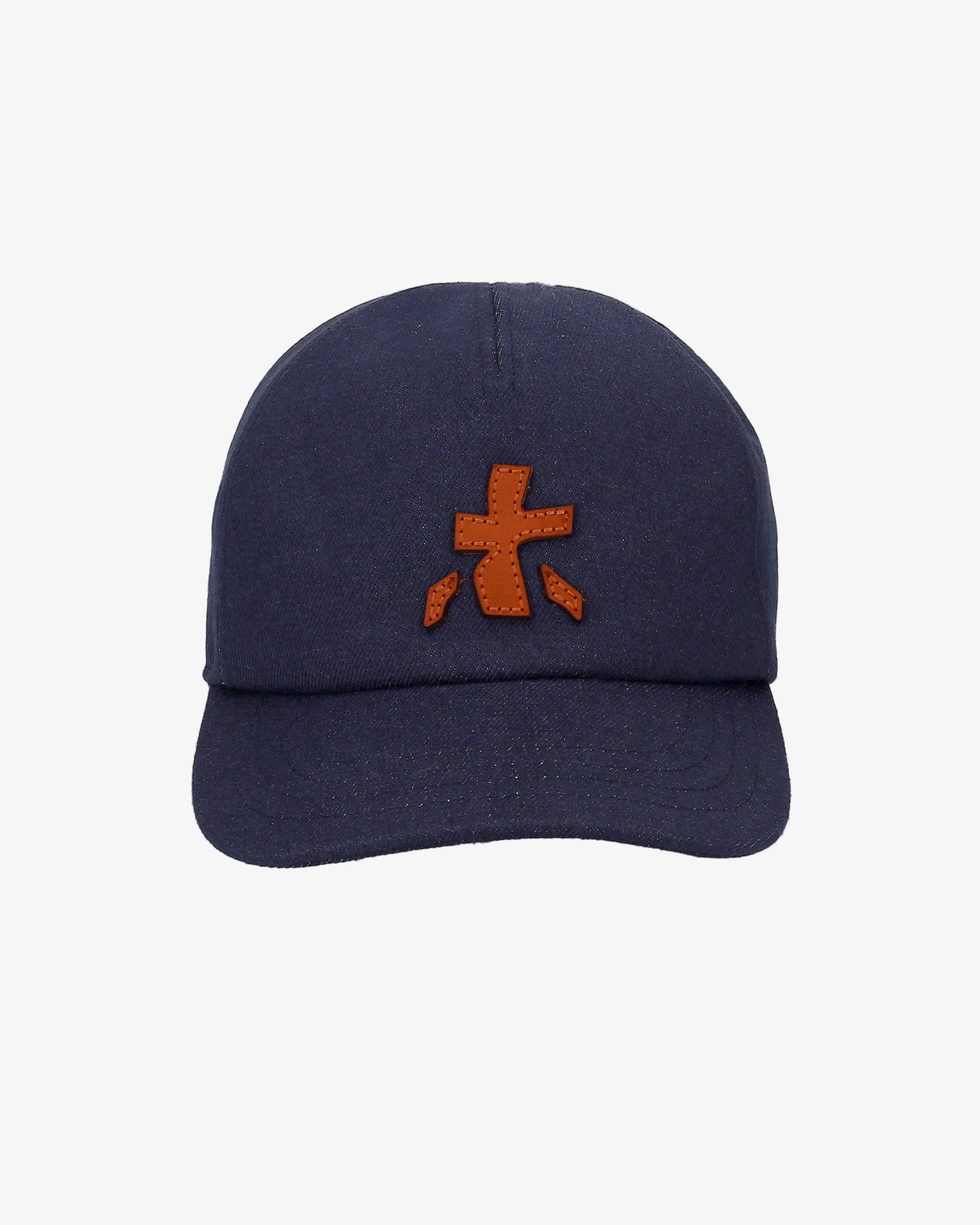 Baseball cap with leather logo
