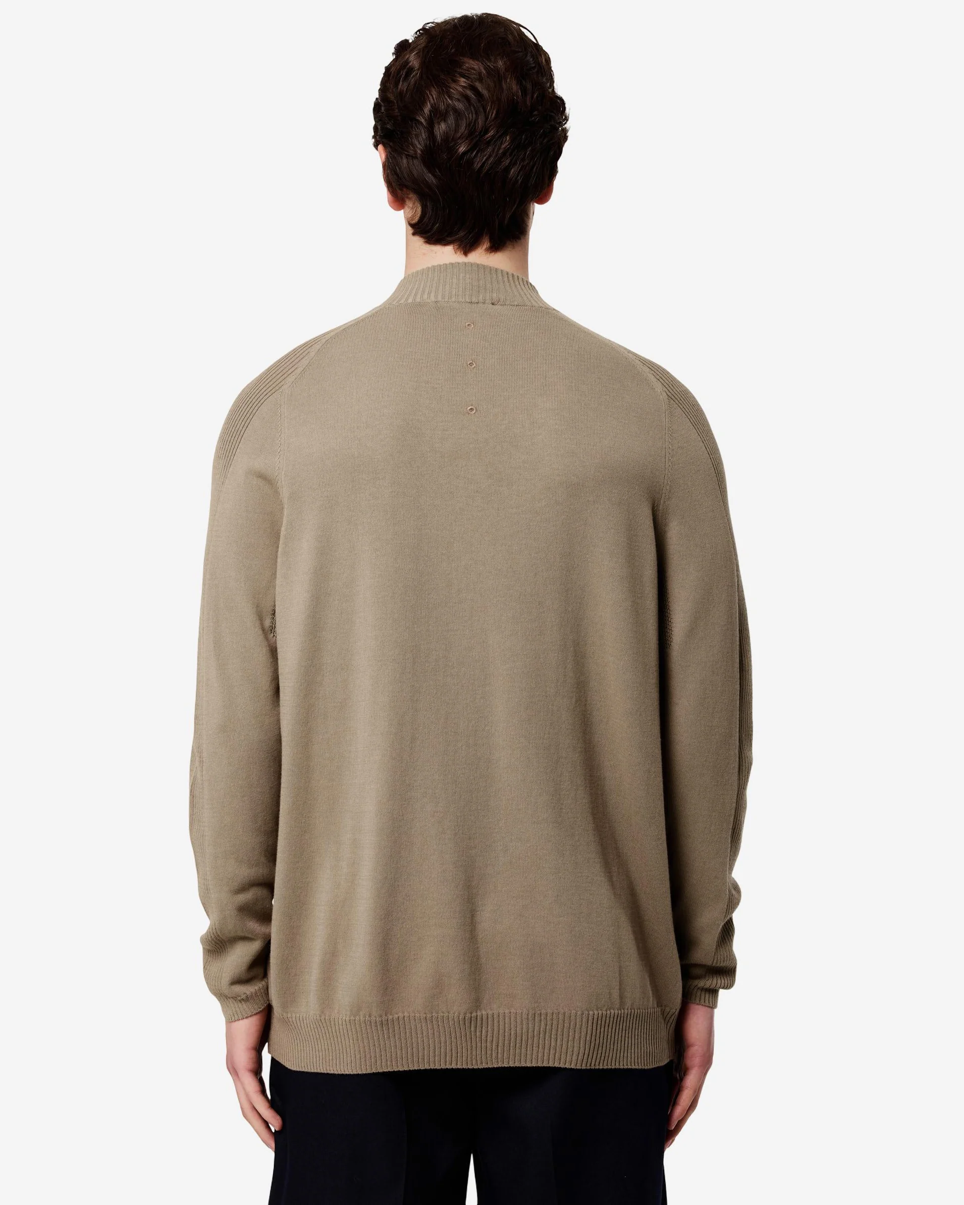 Zip-up cotton cardigan with nylon details - Image 4
