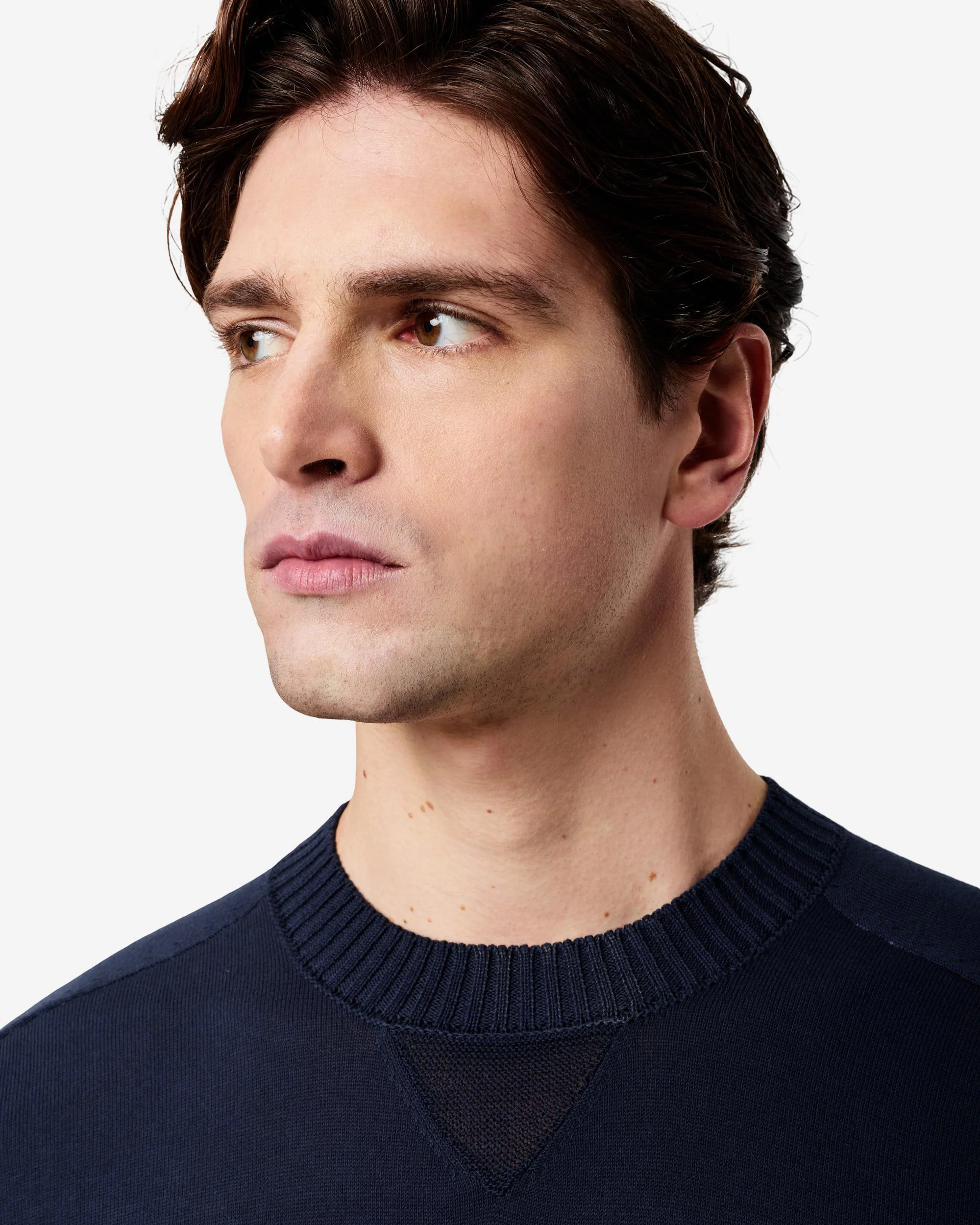 Crew-neck cotton sweater with nylon details - Image 3