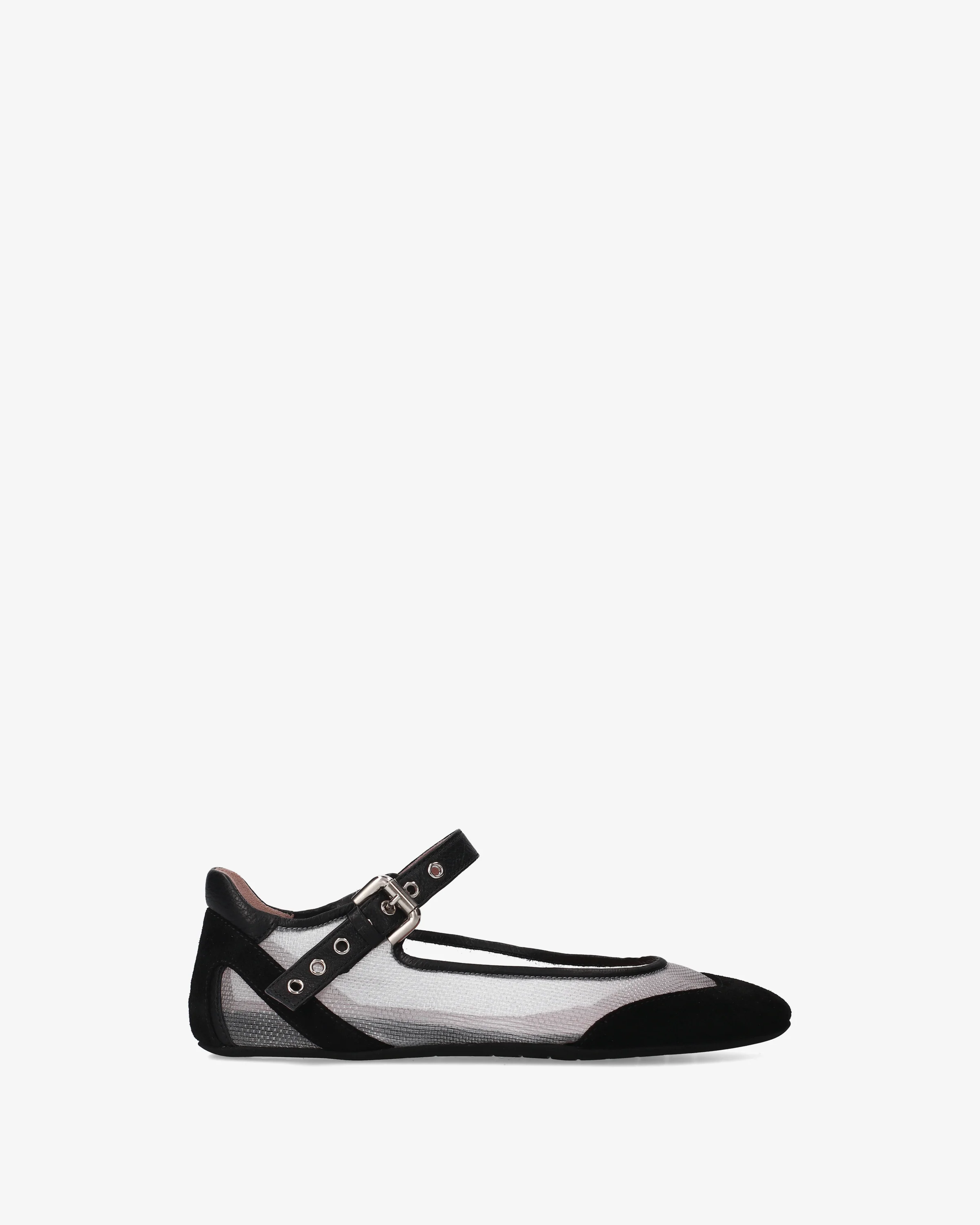 Mary Janes in fabric and suede
