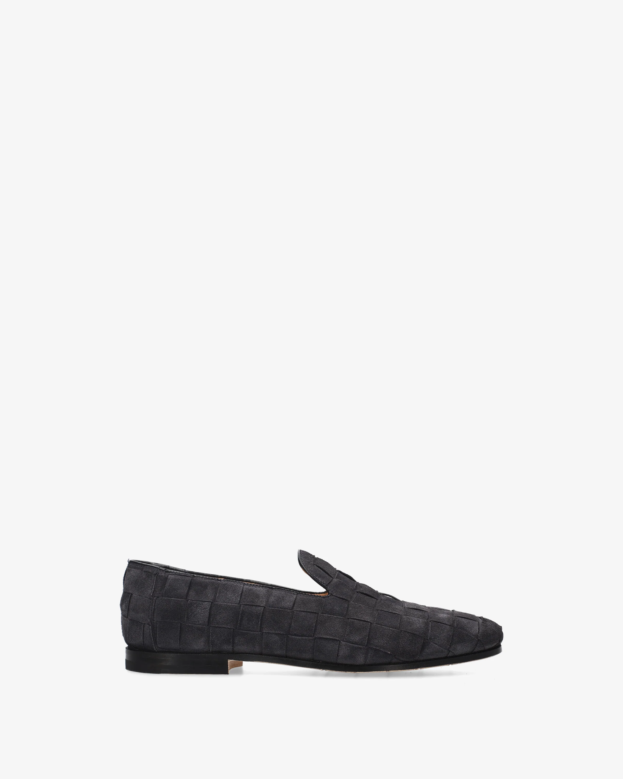 Suede loafers with a woven design