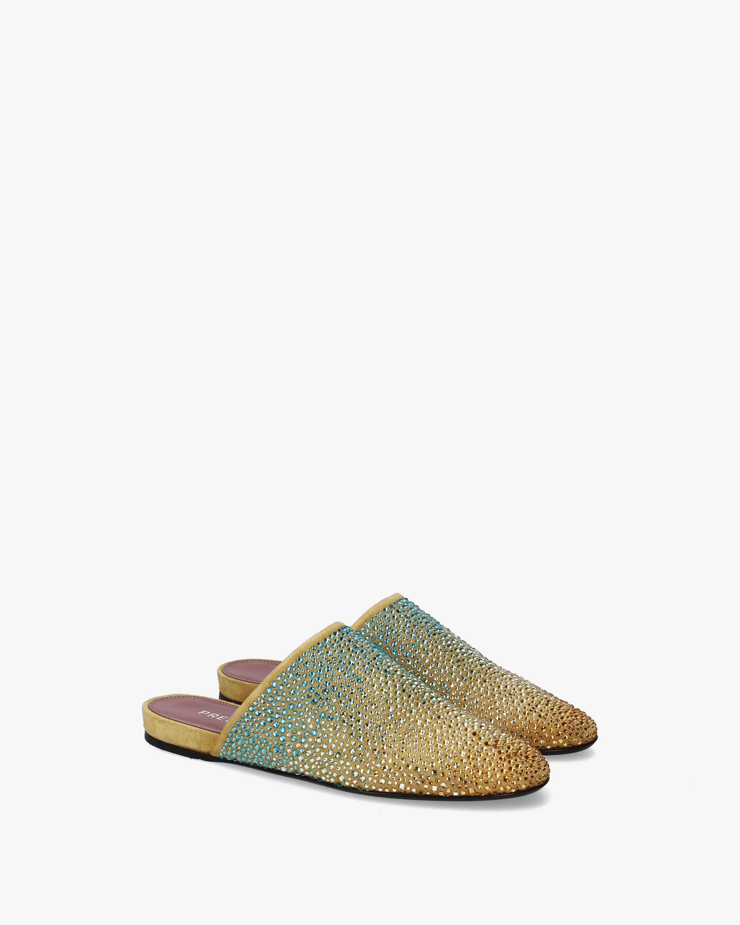 Leather clogs with light blue gradient rhinestones - Image 2
