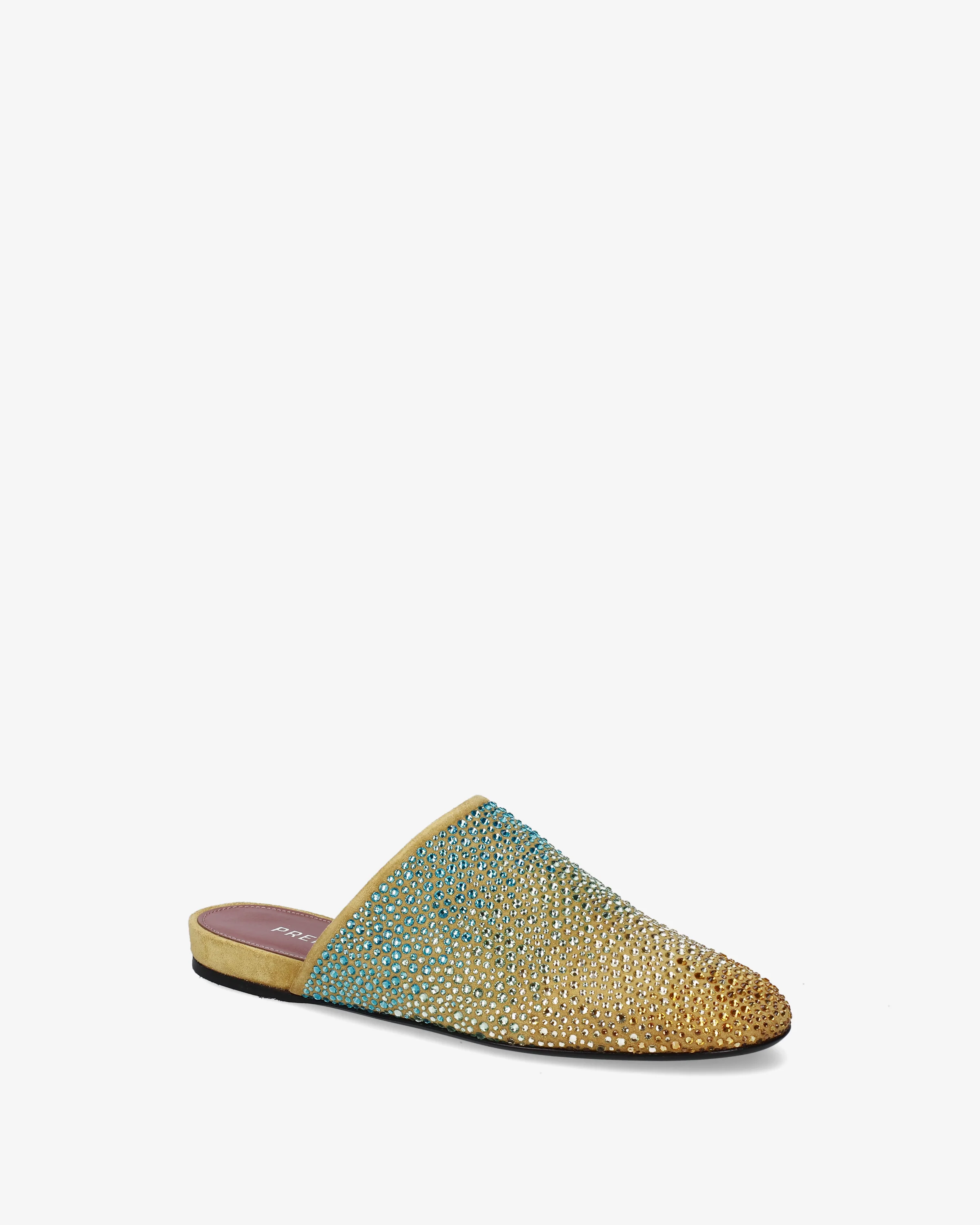 Leather clogs with light blue gradient rhinestones - Image 3