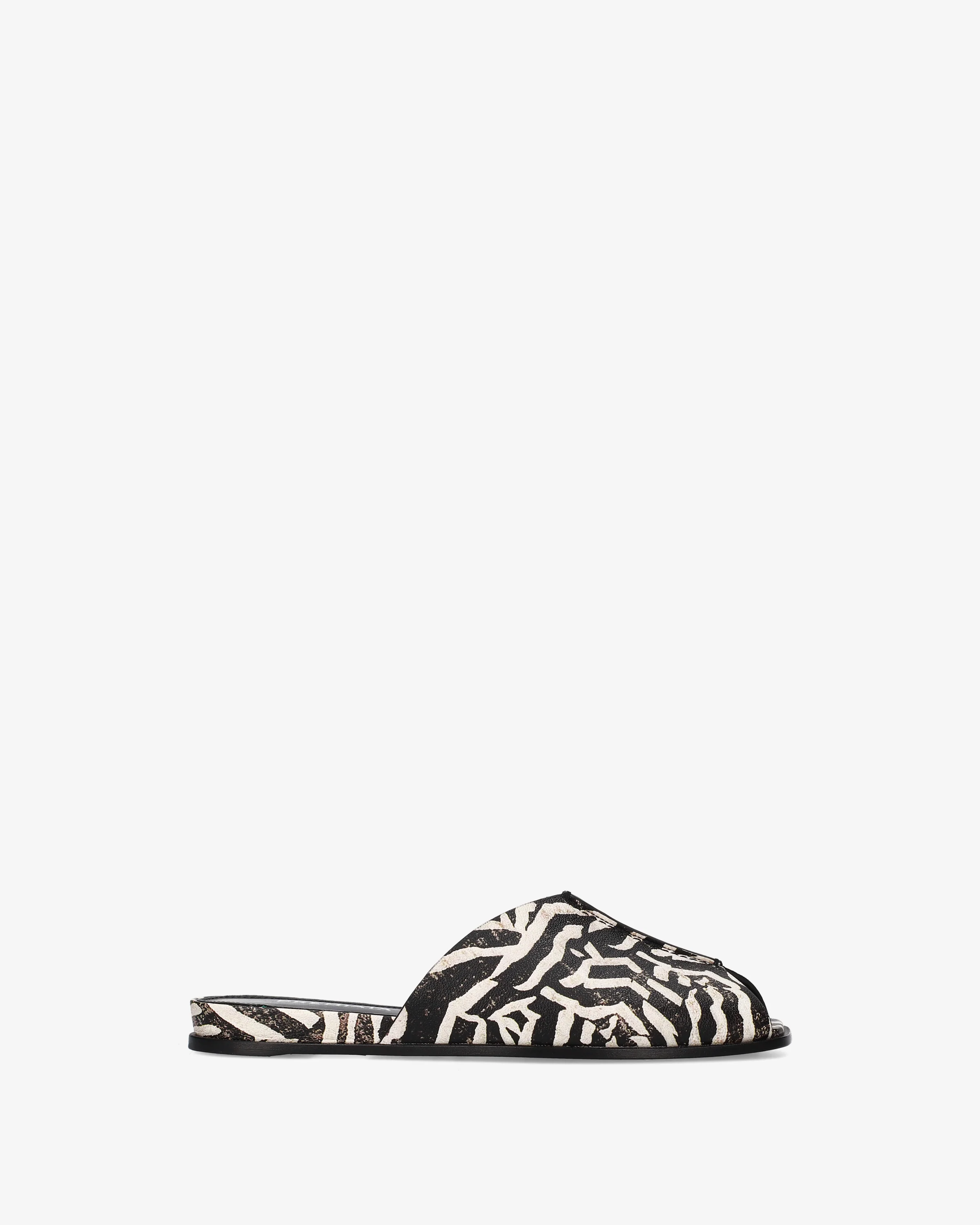 Printed leather sandals