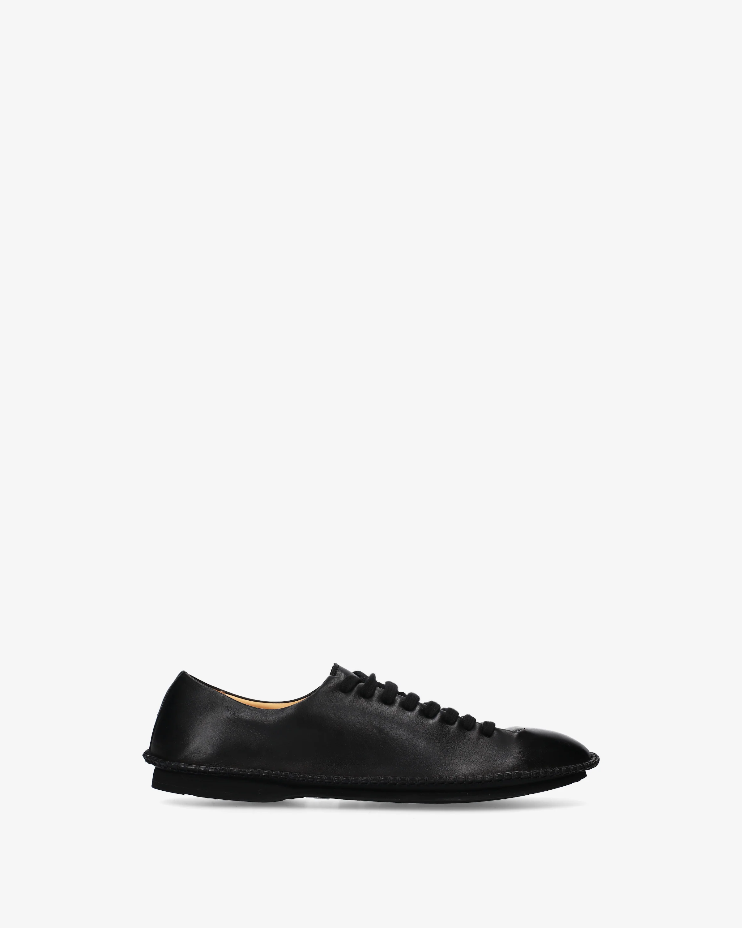 Deconstructed leather lace-up shoe