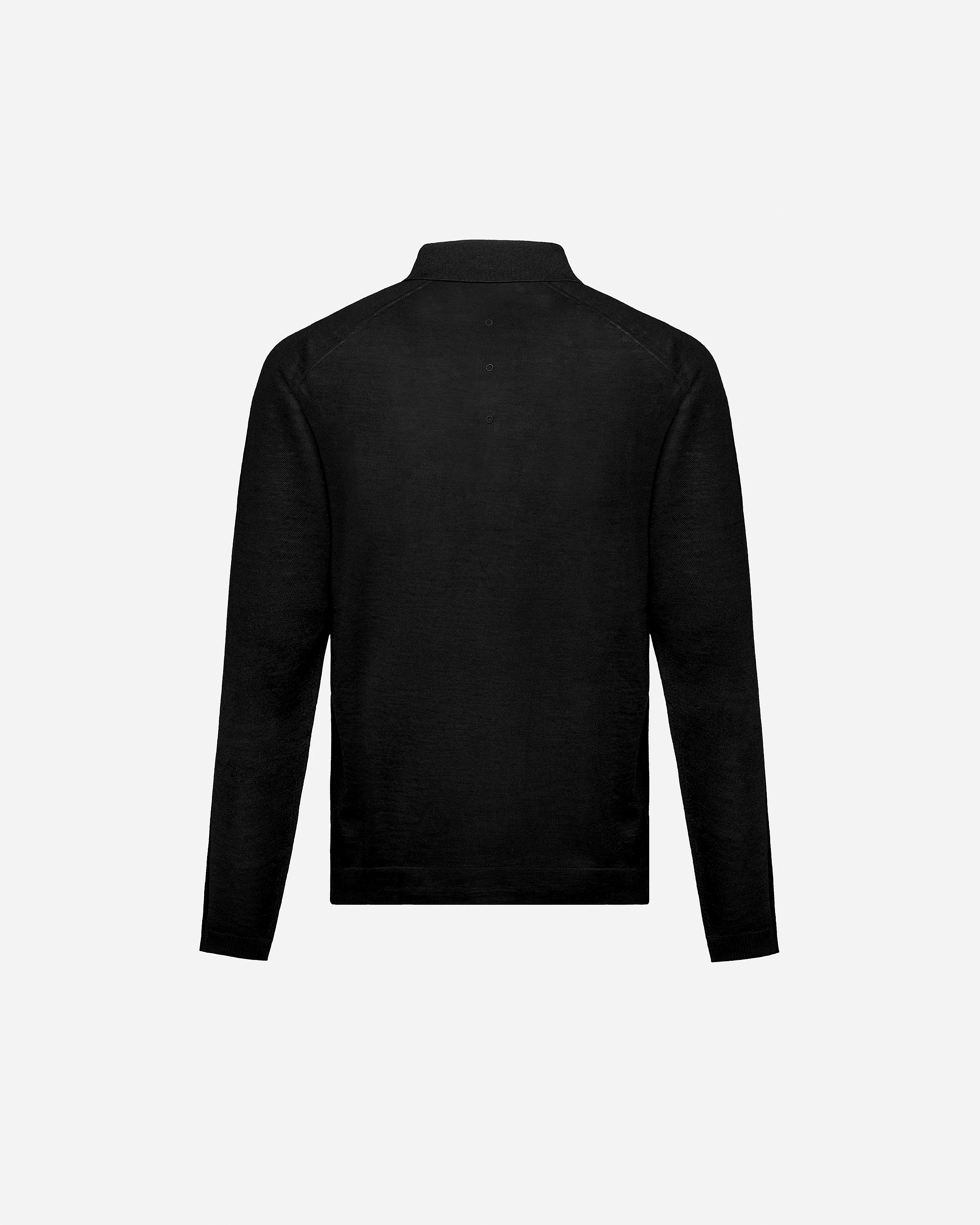 Wool and silk long sleeve polo shirt - Image 3